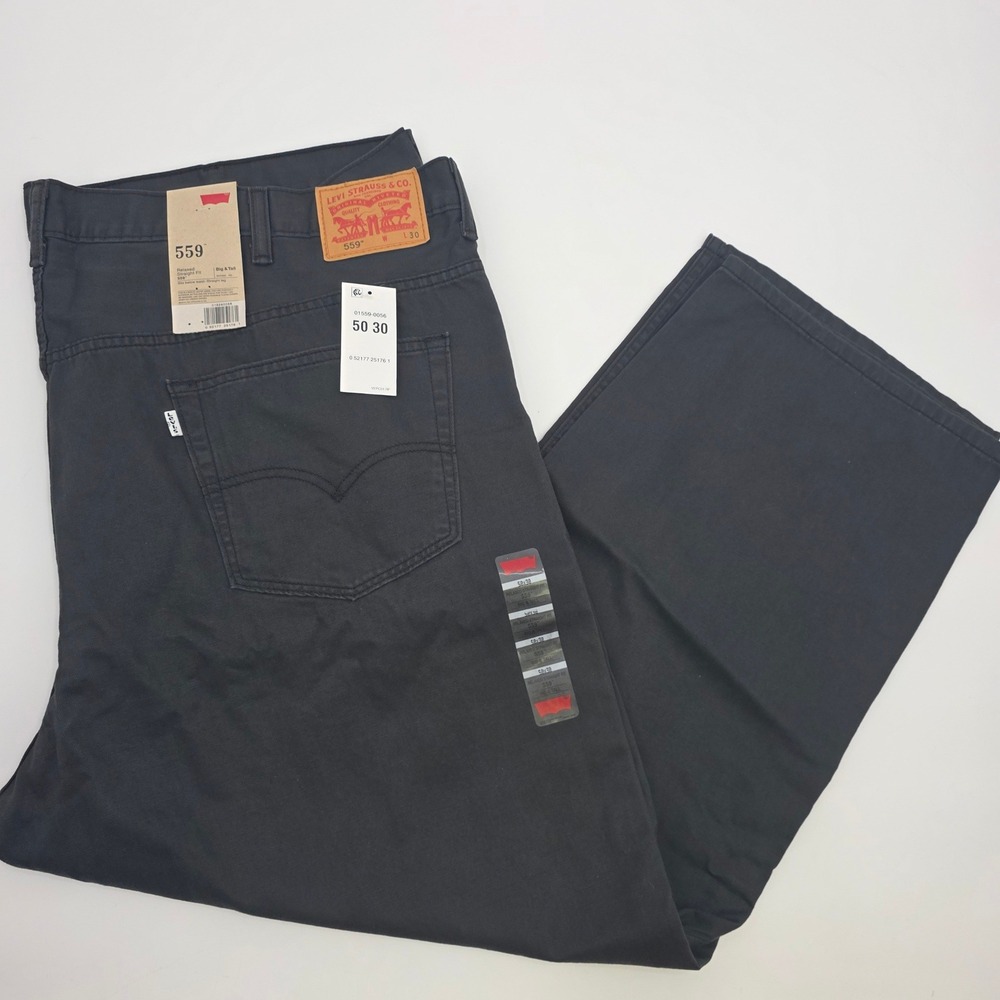 LEVIS 559 JEANS MENS SIZE 50X30 DARK GRAY RELAXED STRAIGHT BIG & TALL NEW PANTS